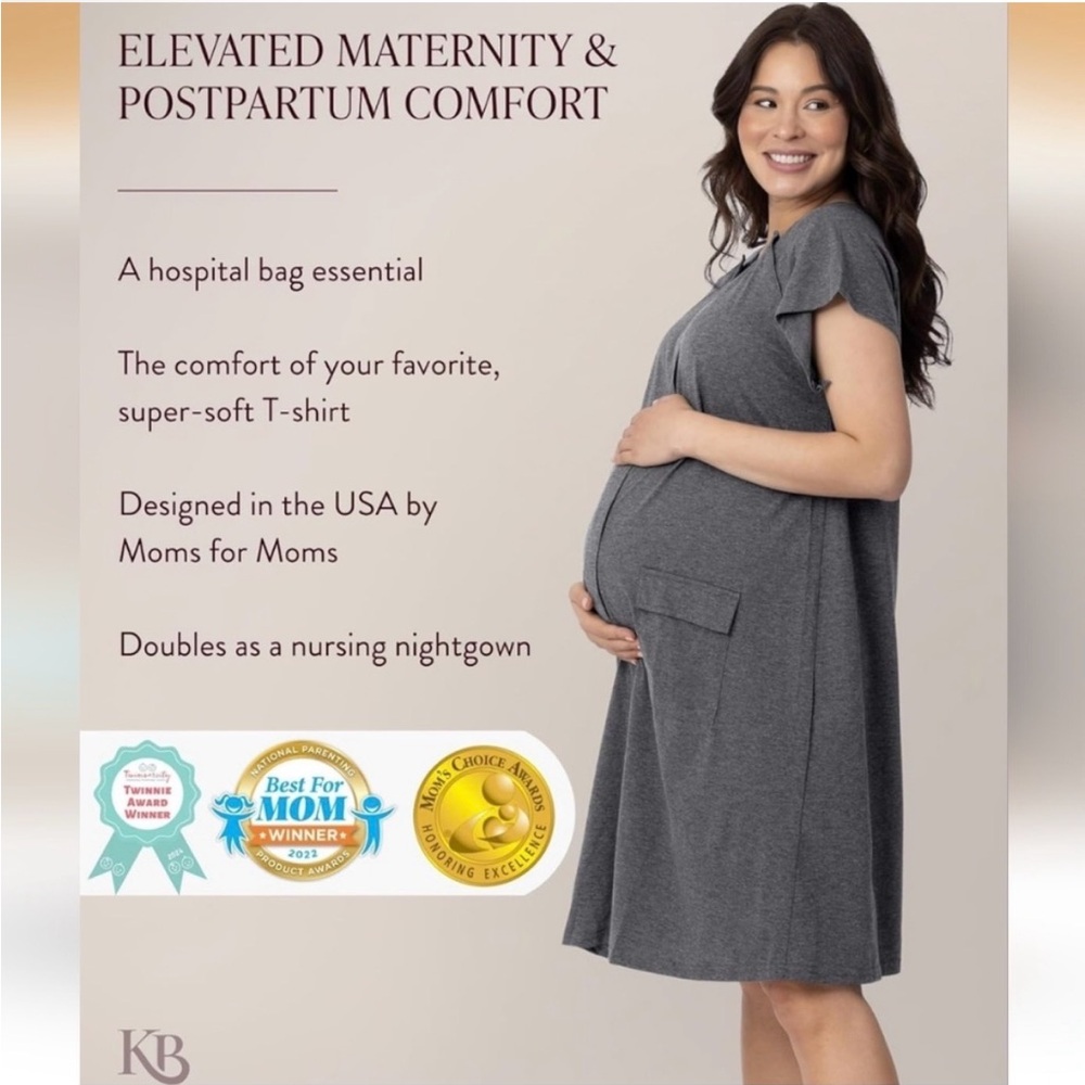 Kindred Bravely Maternity & Nursing Nightgown in Charcoal Gray